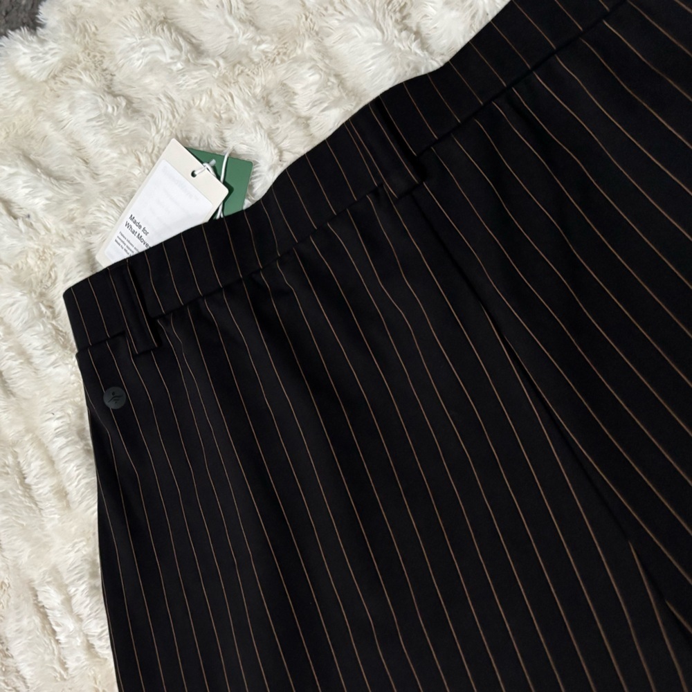 NWT HALARA Black Dress Pants Mid Rise Barrel Leg Stripe Pants - Picture 10 of 16